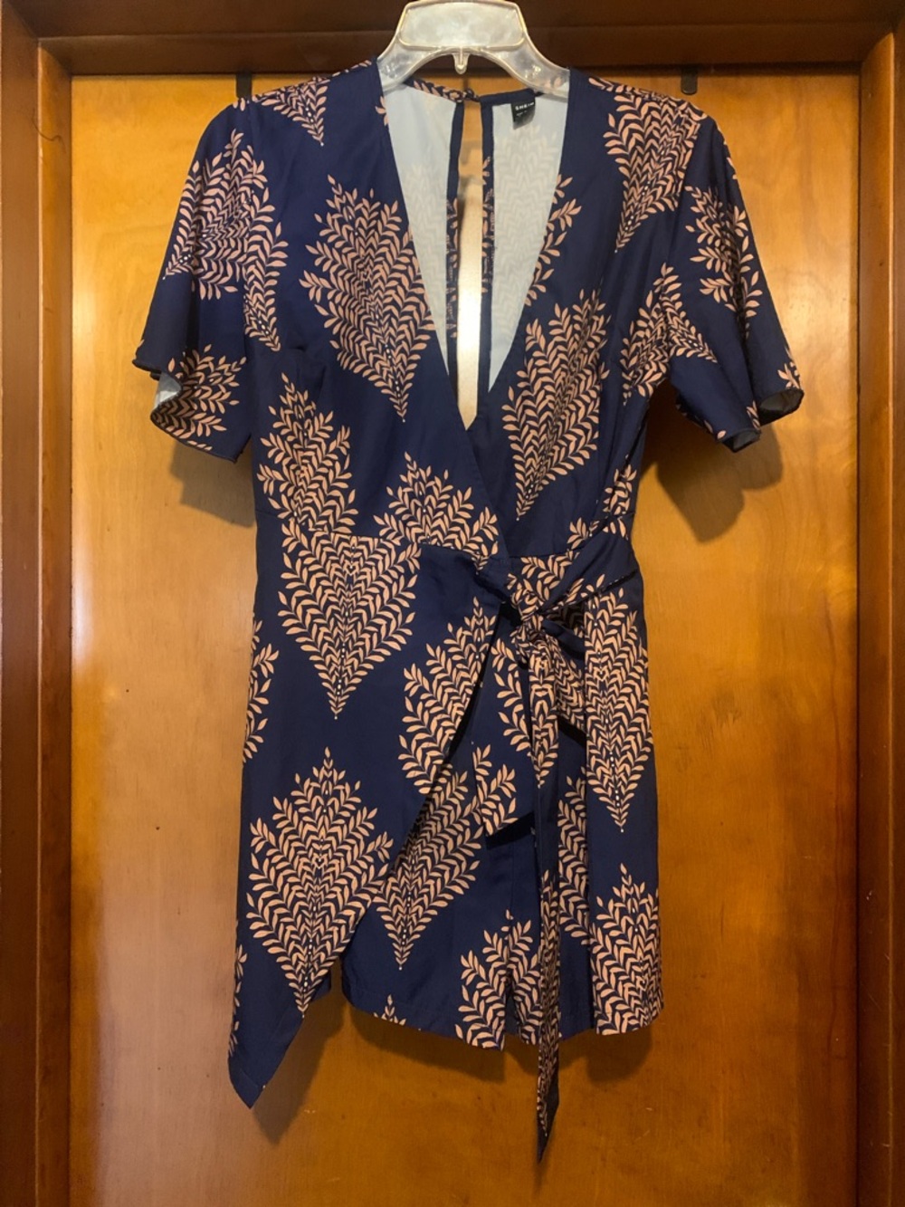 Shein Size S Navy Blue Tie Wrap Romper